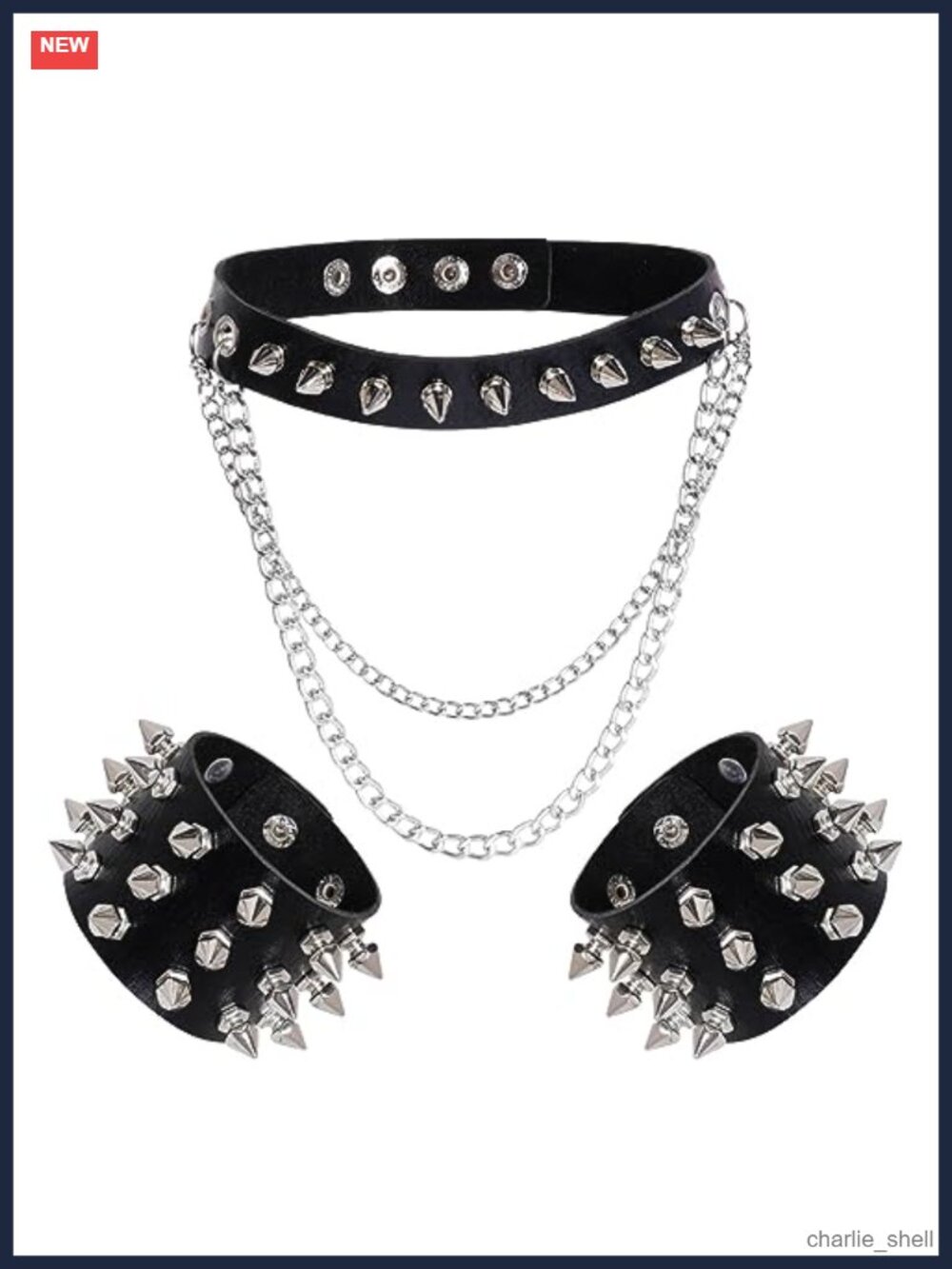 Leather Spike Choker Studded Bracelet Cuff Set Gothic Rivet Wristbands Rock